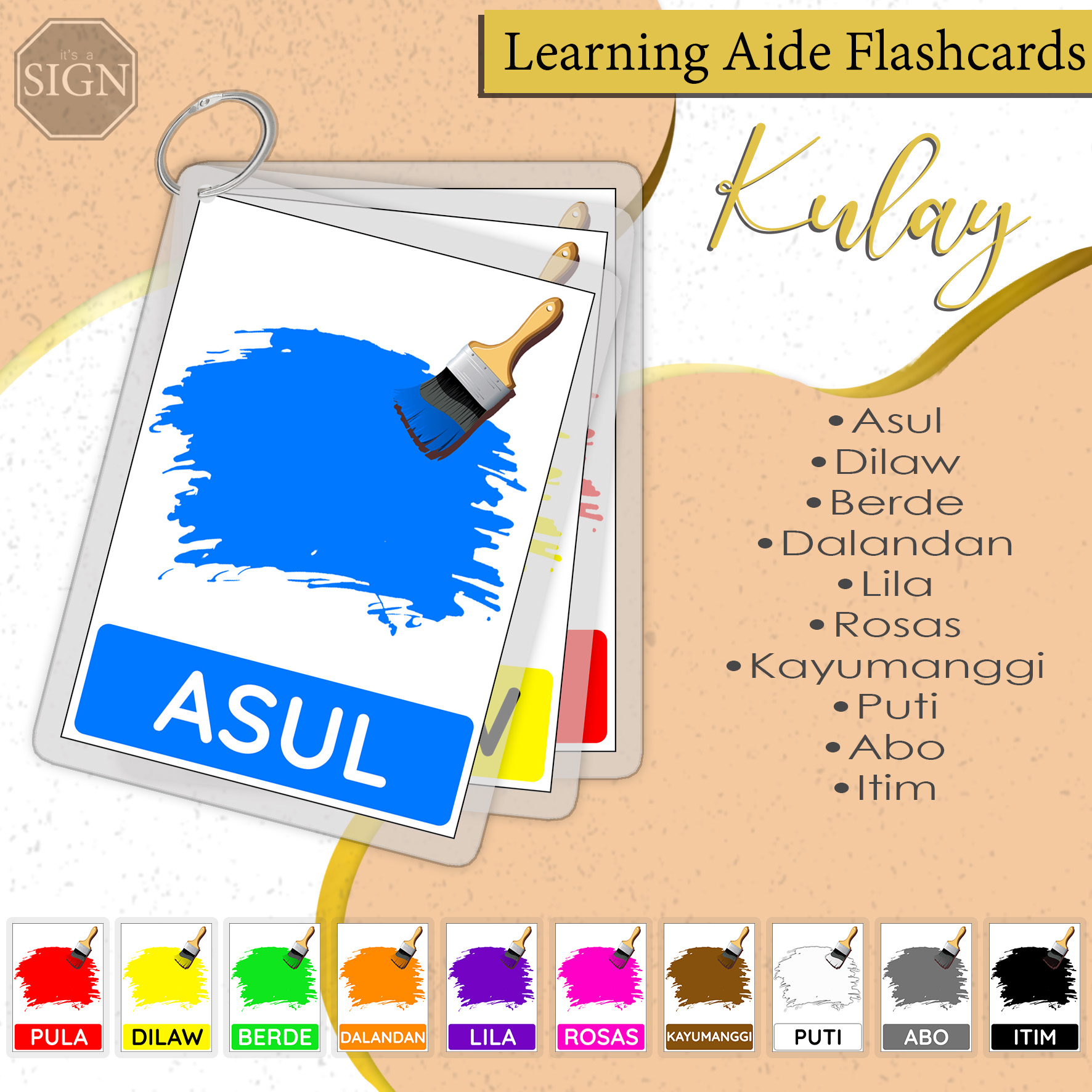 COLORS Tagalog Kulay - Educational Laminated Flashcards for Toddlers ...