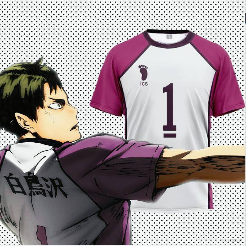 Shiratorizawa Haikyuu Anime Costume 3D Baseball Jersey Shirt