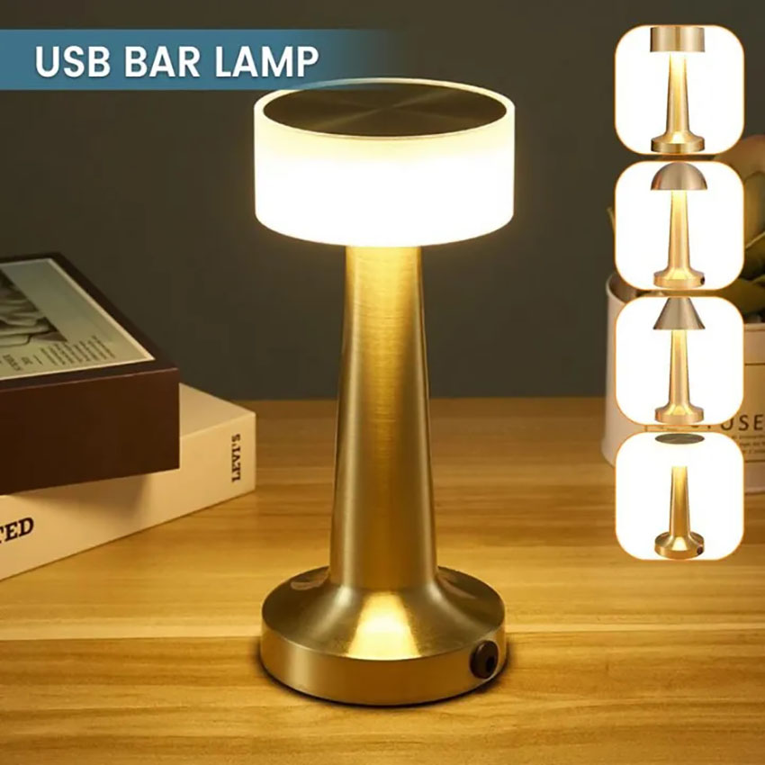 Vimite LED Touch Sensor Table Lamp USB Rechargeable Wireless Eye Protective Adjust Brilliant Night Light Decorative Desk Bedside Light for Bedroom Study Reading