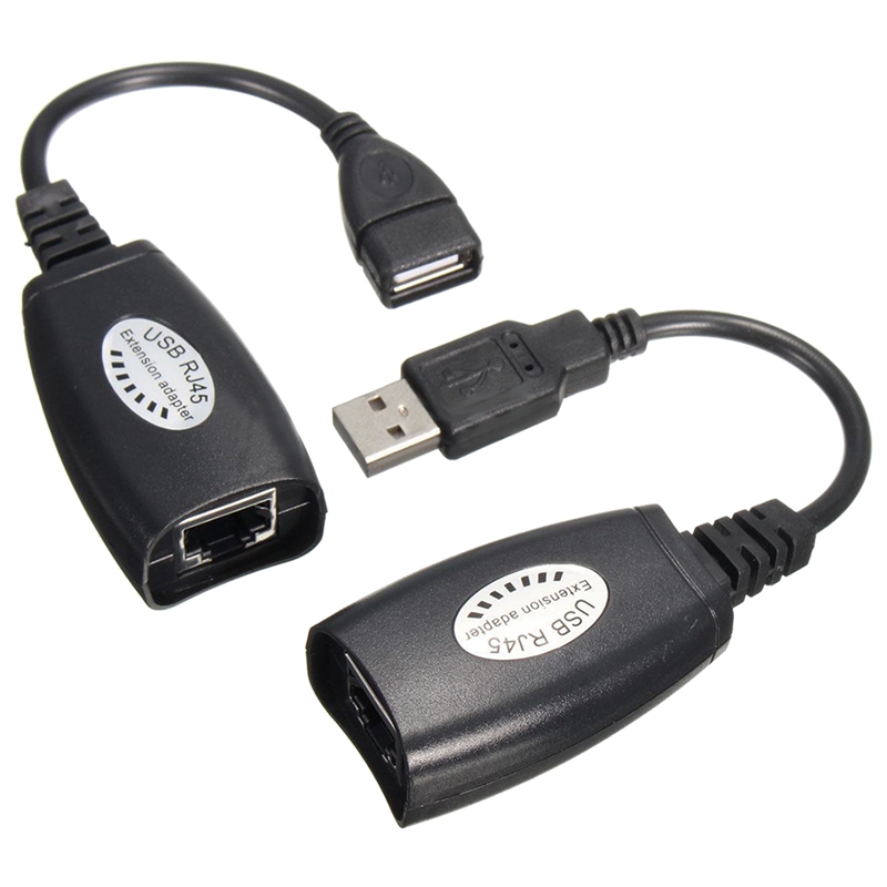 2x Estensore USB Via Ethernet RJ45 Cat5e/6 – Adattatore LAN USB 2.0 Fino A 50mt (coppia)