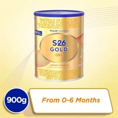 Wyeth® S-26 GOLD® ONE Infant Formula for 0-6 Months, Can, 900g x 1