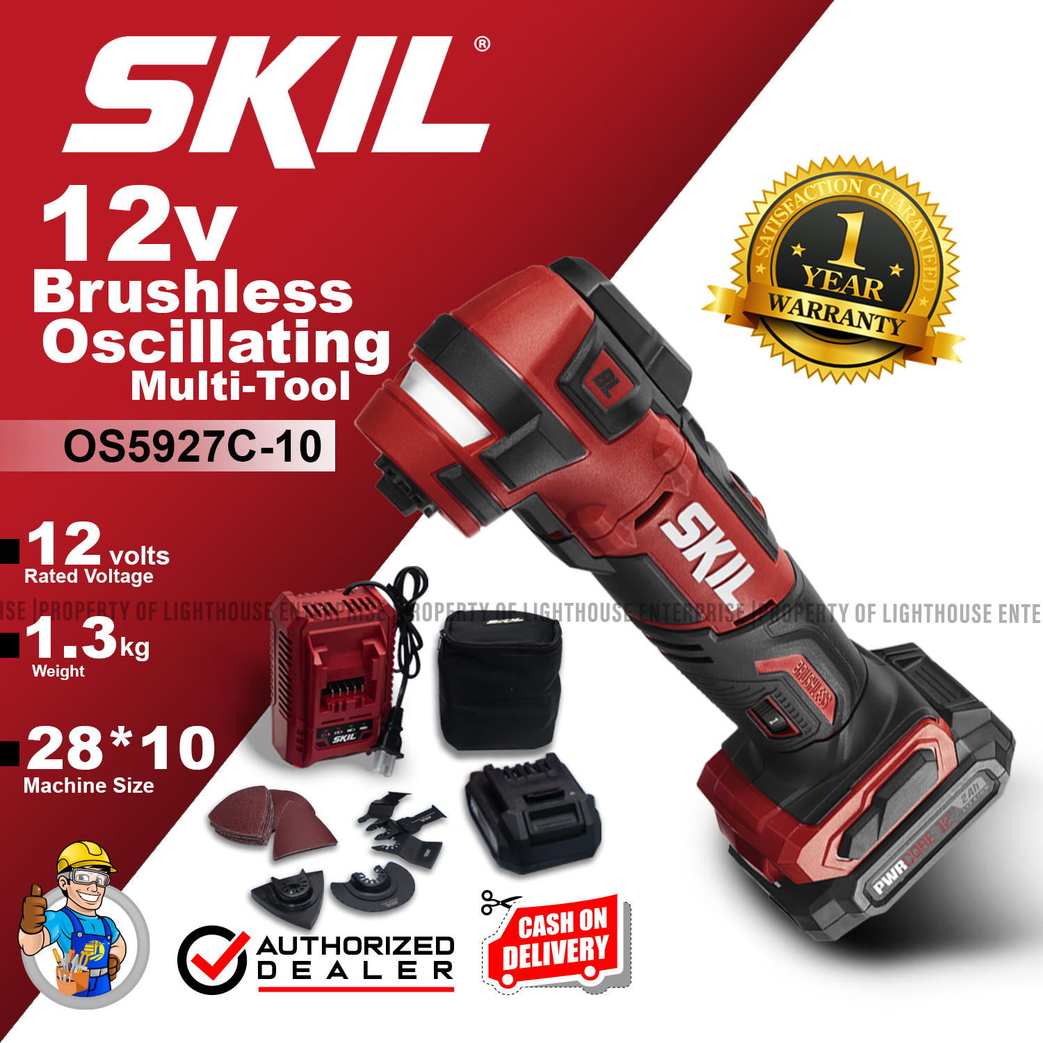 SKIL Brushless 12V Oscillating Multi Tool OS5927C 10 LIGHTHOUSE