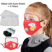 Air evolverReady StockOn Sale Disposable Unisex Kid CoverMasksChild Dustproof Outdoor Face Protective FaceCoverMasks with Eyes Shield + 2 Filters Free shippingWater wash