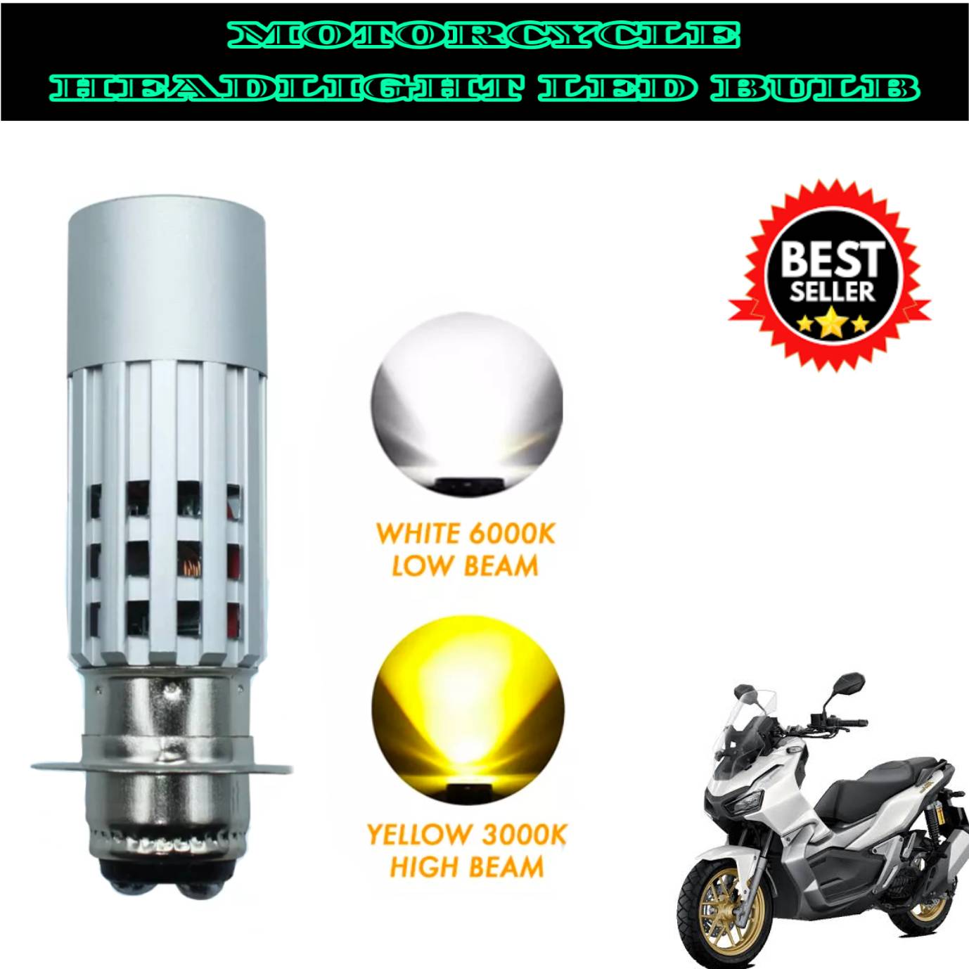 SYM mio 100 MOTORCYCLE Headlight LED DUAL Bulb High Yellow Low