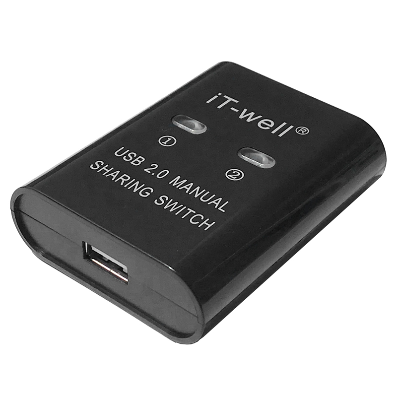 IT-Well USB Printer Sharing Device, 2 in 1 Out Printer Sharing Device, 2-Port Manual Kvm Switching Splitter Hub Converter