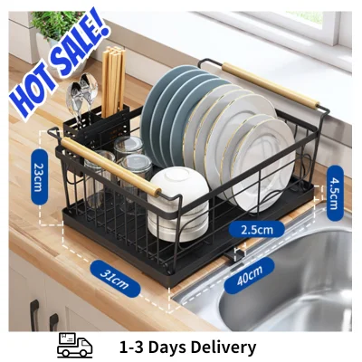 Home Kitchen Stainless Steel Shelves Dish Rack Dish Storage Rack Drain Dish Rack Kitchenware with Foldable with Sink Draining