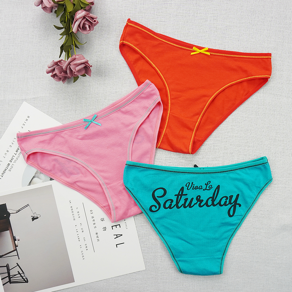 7pcs/lot Week Women Panty Cotton Low Waist Underwear Comfortable