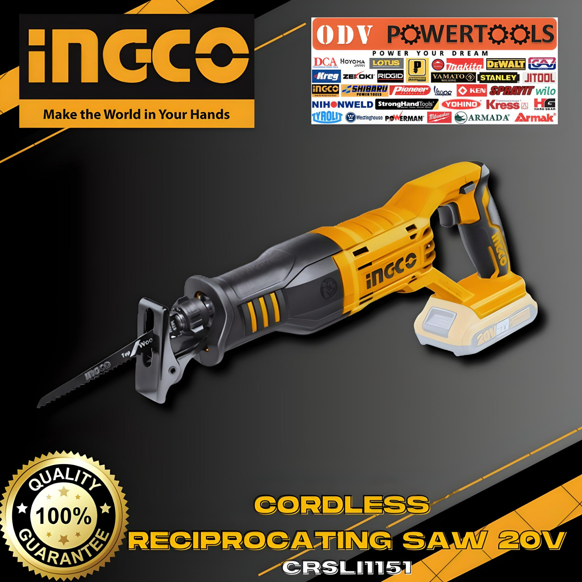 INGCO CRSLI1151 20V Lithium-Ion Cordless Reciprocating Saw UNIT
