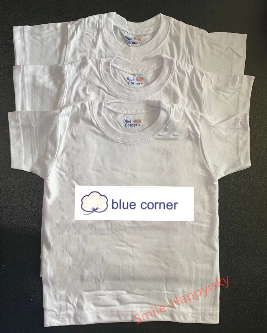 blue corner white t shirt