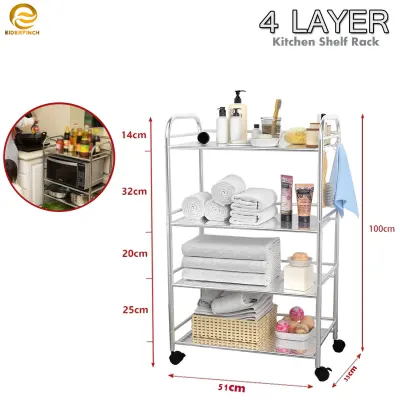 4 Layer Movable Folding Shelf With Wheels