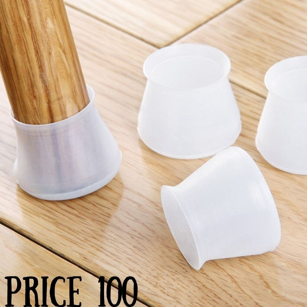8 Pack Silicone Chair Leg Floor Protectors With Felt Prevent Scratches
