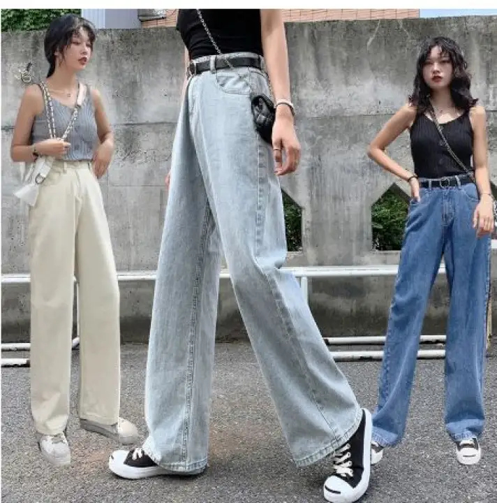 denim wide pants