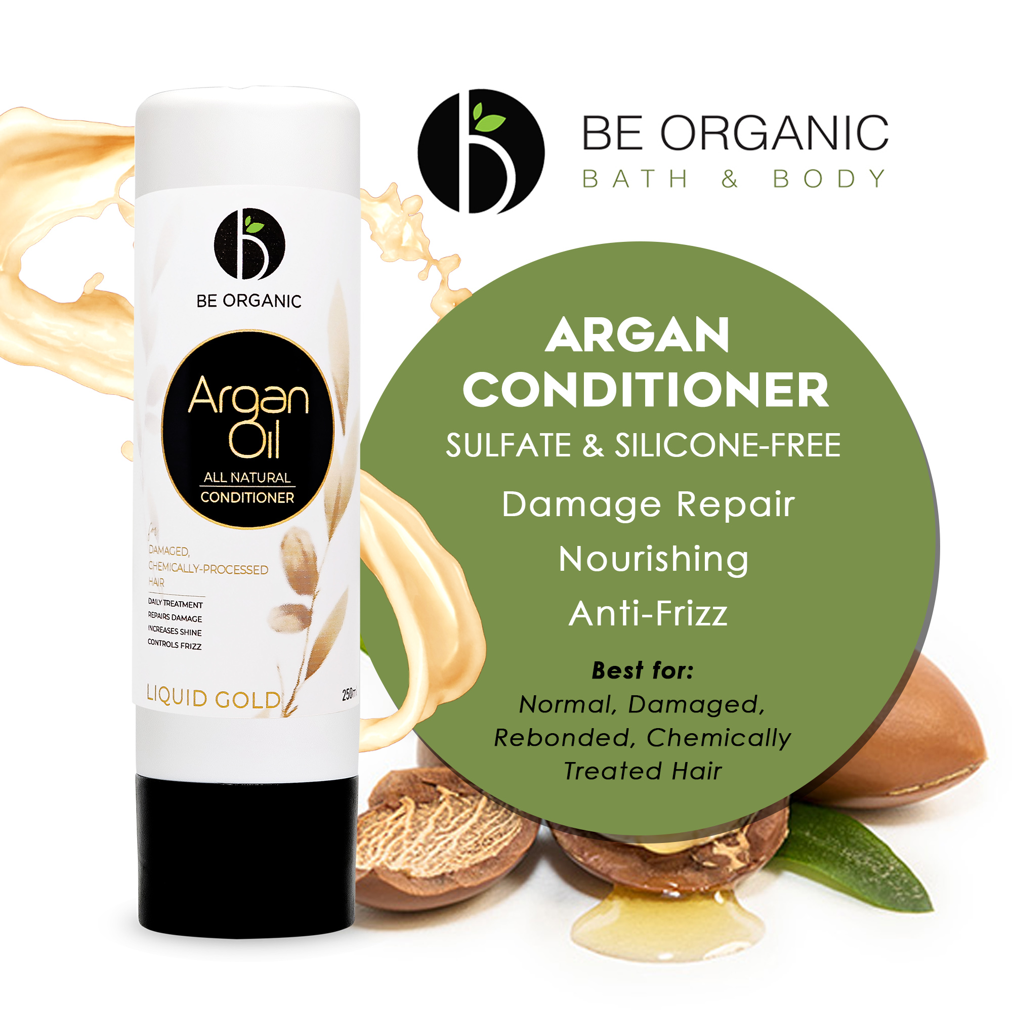 Be Organic Argan Oil Conditioner 250ml For Rebonded Dry & Damaged Hair