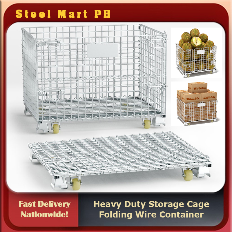 Storage Cage Foldable Wire Mesh Container Heavy Duty Hot Dipped Galvanized Wire Cage With Wheels