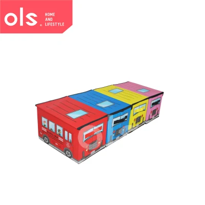 OLS Kids Bus Storage Box Foldable Toy Organizer