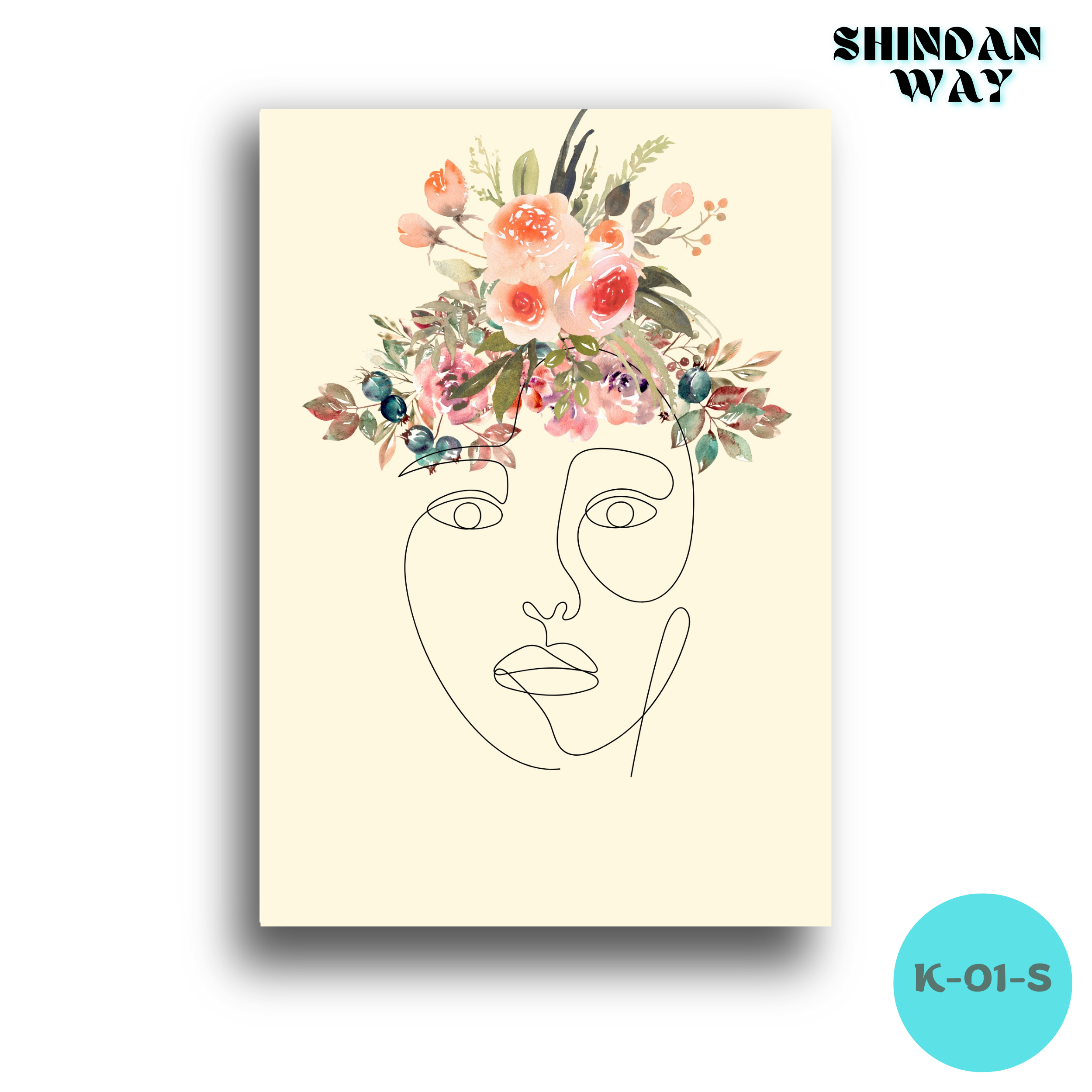 SHINDAN Woman Flower Head Wall Decor Woman Line Art Aesthetic