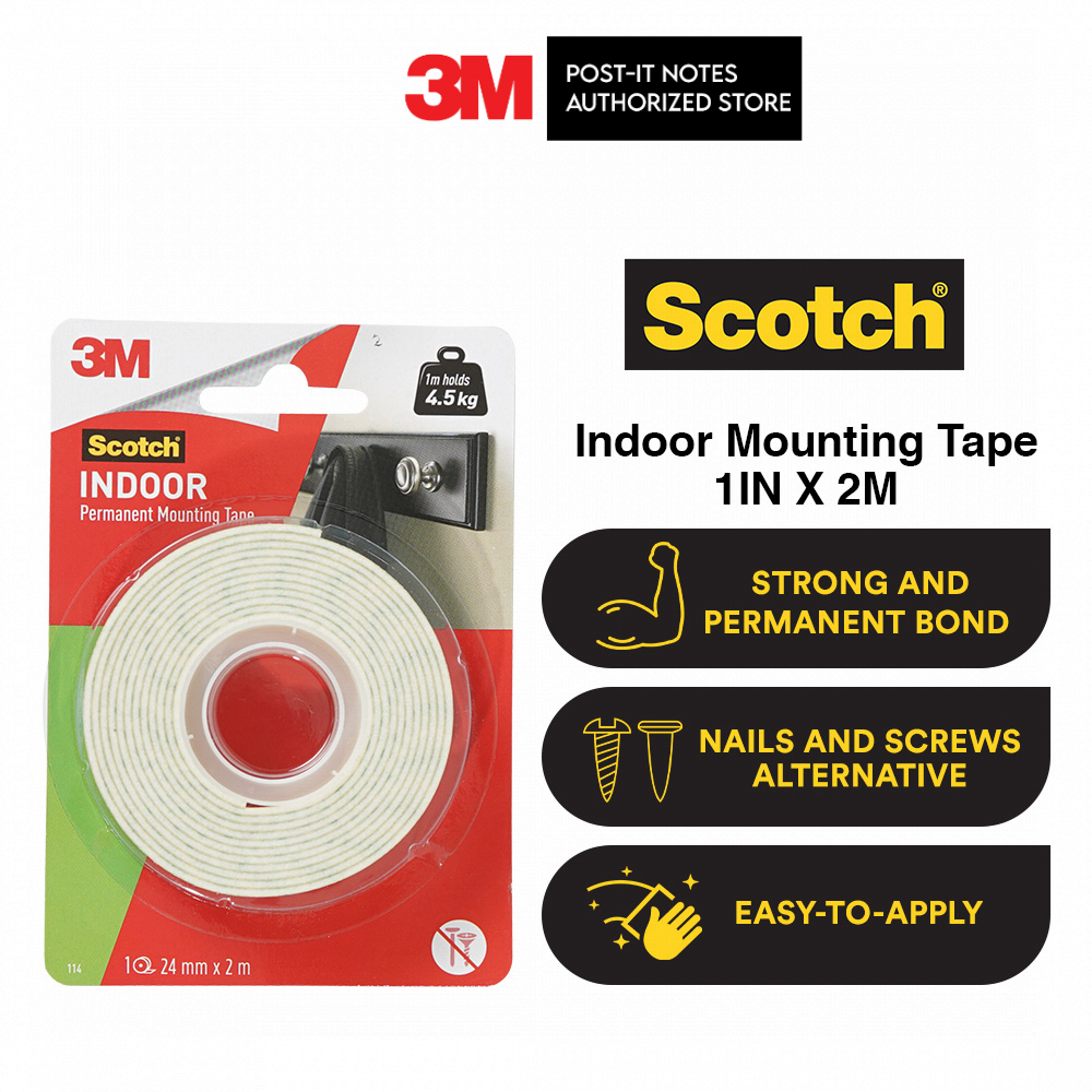 3M Scotch® Indoor Mounting Tape 1in x 2m [MS1102A] Lazada PH