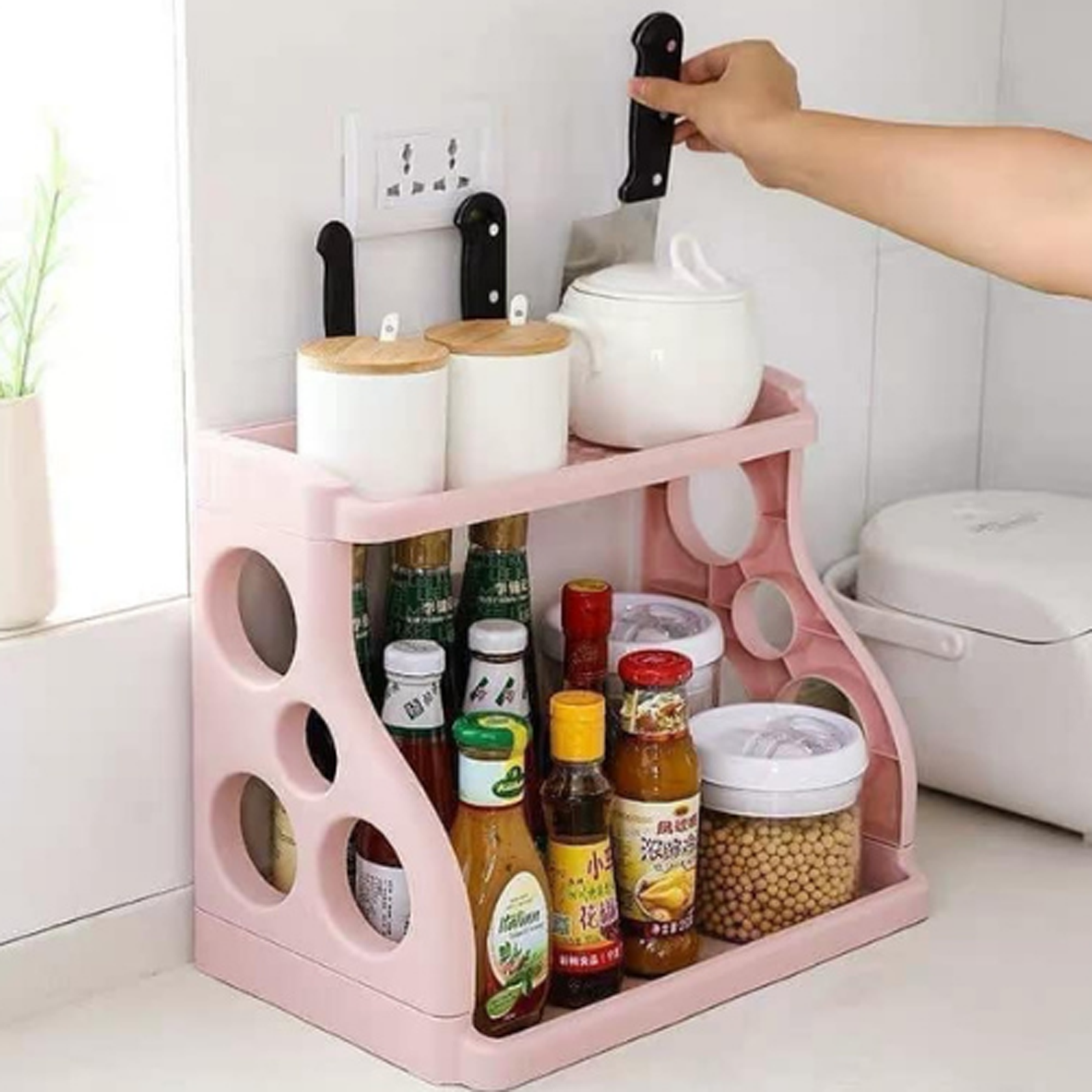 Best Seller 2 LAYER CONDIMENTS RACK Tier 2 Stackable Seasoning Rack