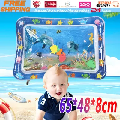 Baby Kids Water Play Mat Dolphin Inflatable Infant Tummy Time Playmat Toddler for Baby Fun Activity Play Center Dropship Inflatable-Water-Mat-Dolphin