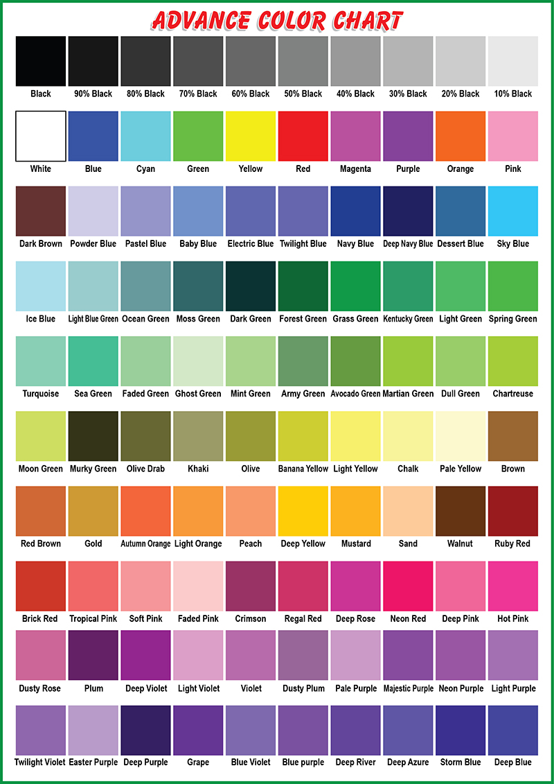 Advance Color v2 Educational Chart - A4 Size Poster - Waterproof print ...