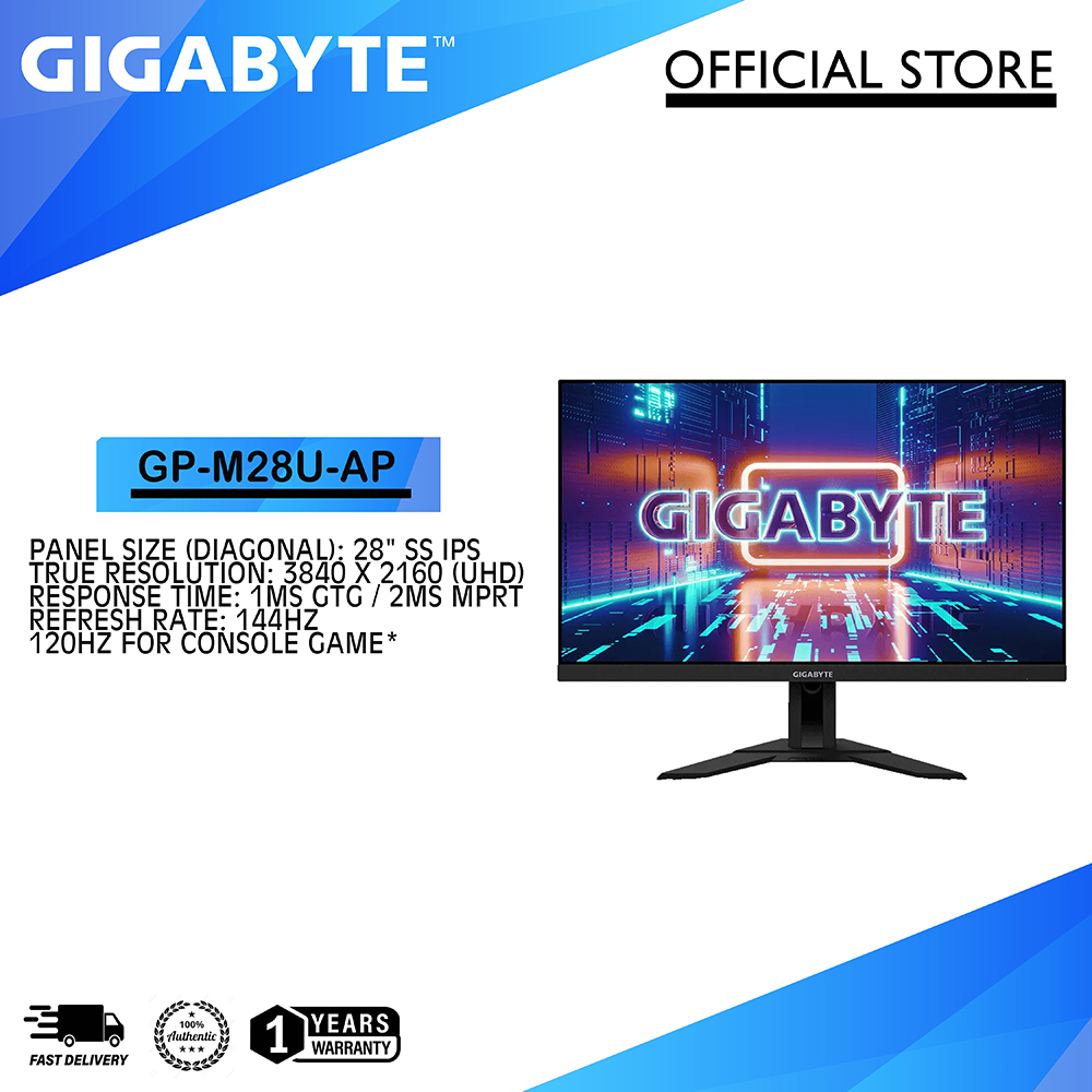 GIGABYTE M28U 28 144Hz Gaming Monitor, 3840 x 2160 SS IPS Display, 2ms  (MPRT) Response Time, 9‎4% DCI-P3, VESA Display HDR400, FreeSync Premium  Pro