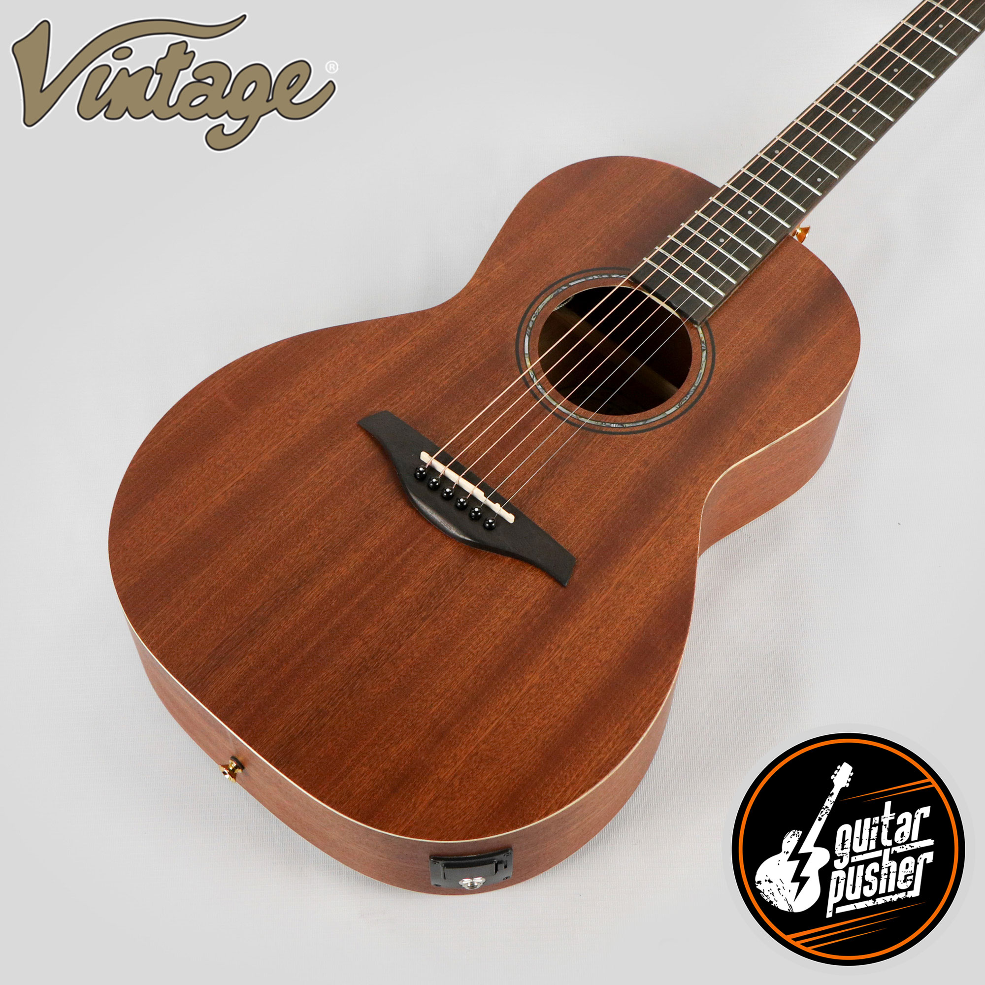 Vintage VE800MH Mahogany Series Parlour Electro Acoustic Guitar
