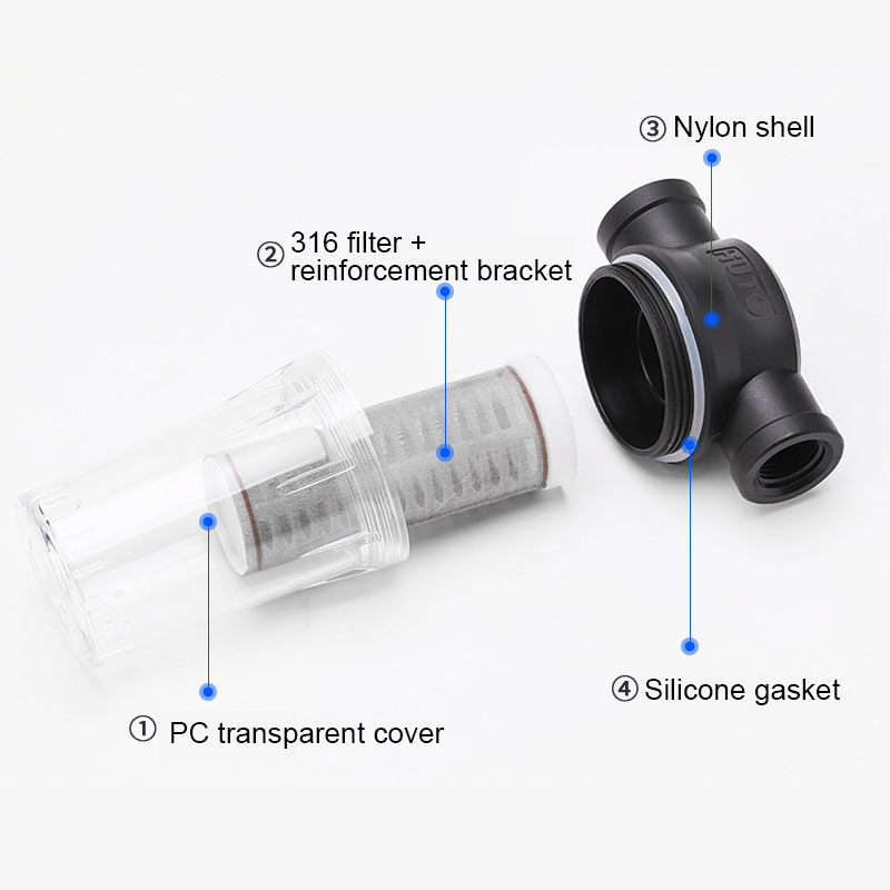 1/2'' 3/4'' Water Hose Filter Garden Filter Plastic Transparent