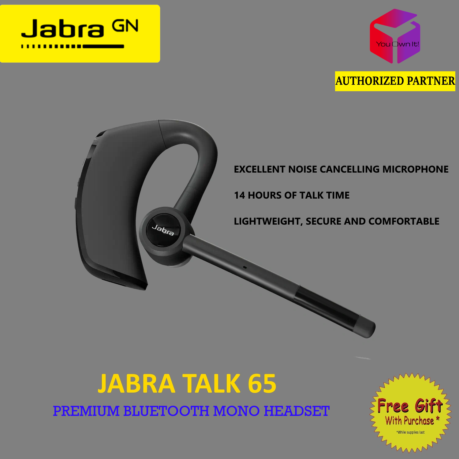 Jabra Talk 65 Premium Bluetooth Mono Behind The Ear Wireless Headset With Built In 2 Noise