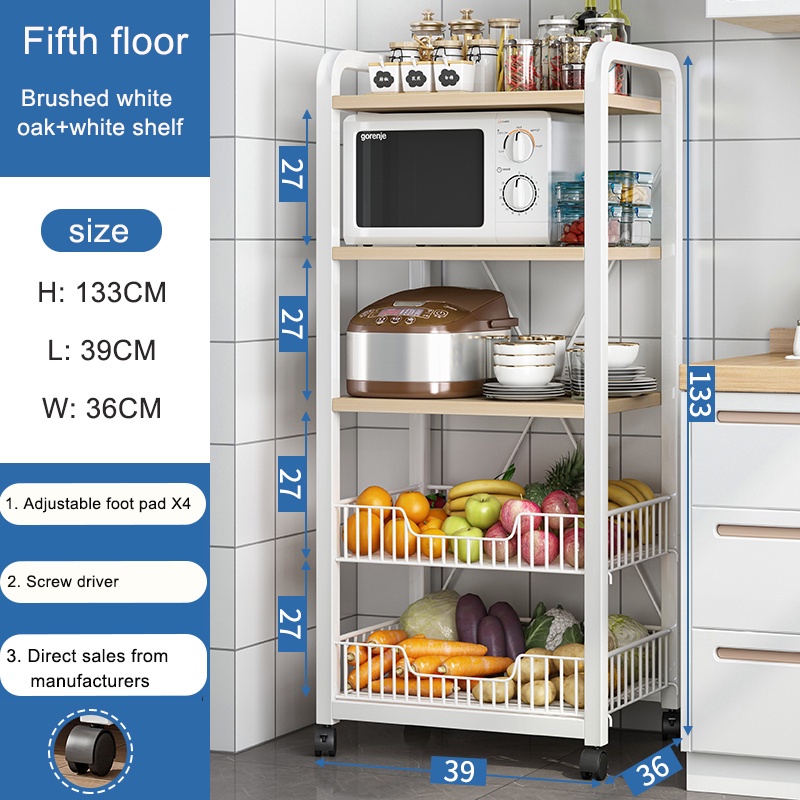 SHEEPER 3/4/5Layers Kitchen Cabinet Kitchen Rack Kitchen Organizer Shelf  with Wheels Steel Rack Shelves Racks