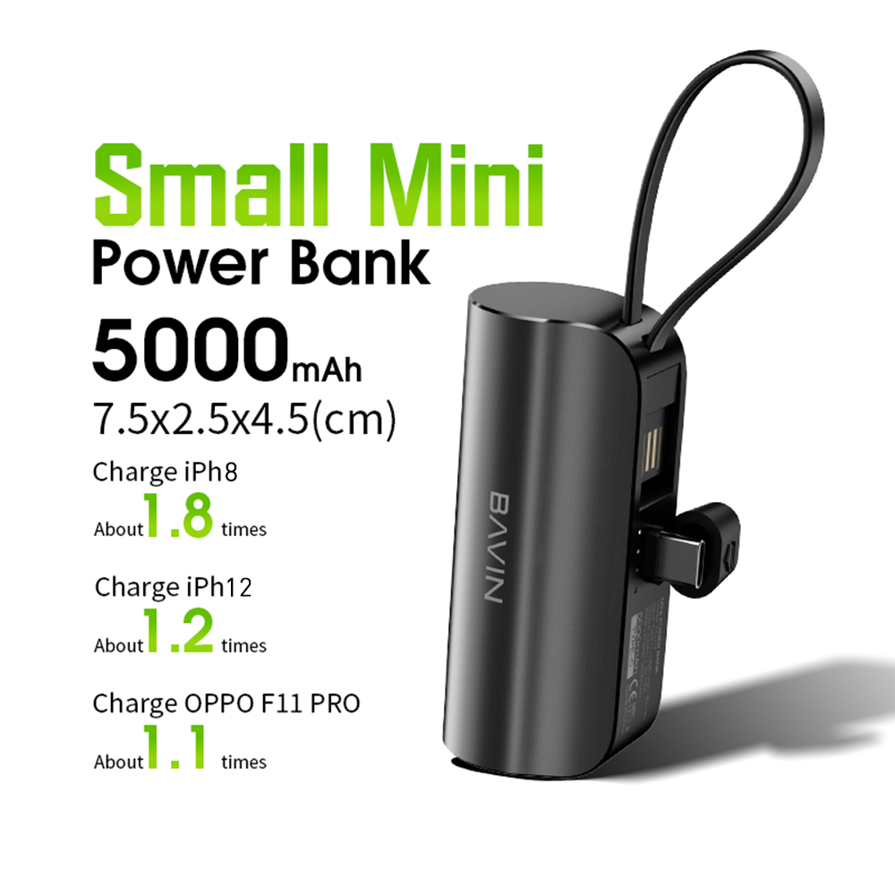 Bavin Pc012pc013 5000mah Mini Fast Charging Power Bank W Built In Usb Charging Cable And Type 7747