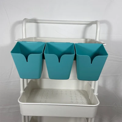 Yali Home #1007 3Pcs Square Hanging Bucket Organizer Plastic Container for Trolley Cart Kitchen Sundries