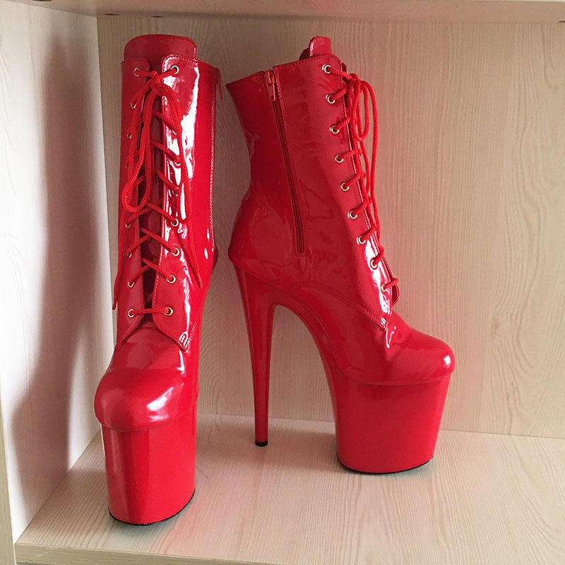 Denova's Women's Patent Very High Heel Big Size Pole Dancing Ankle Boot