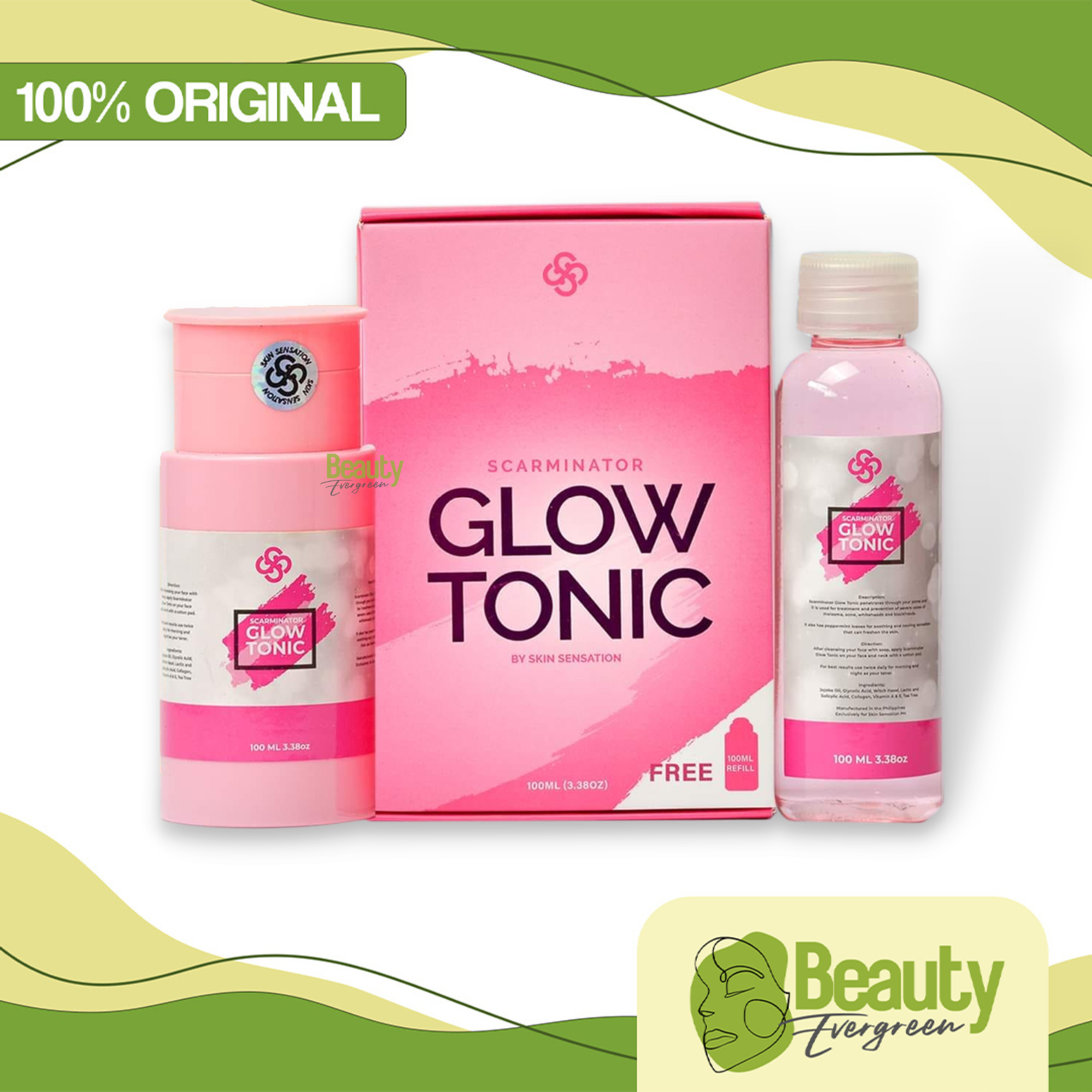 SCARMINATOR GLOW TONIC BY SKIN SENSATION WITH 100ML REFILL Lazada PH