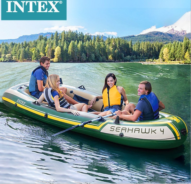 【INTEX】Inflatable Boat 2/3/4 Person Kayak Rubbe Boat Thick Fishing Boat