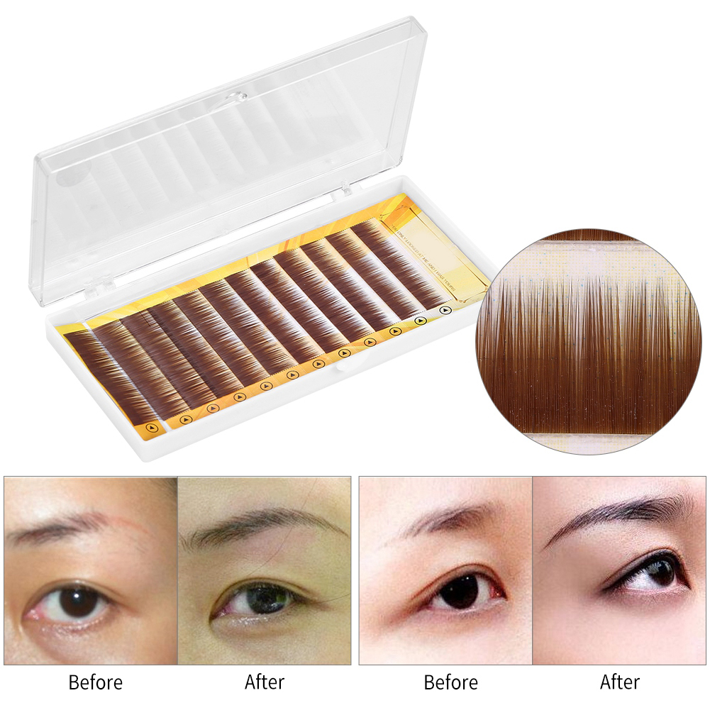 False Eyelashes 12 Pcs Mixed Dark Brown False Eyebrow Extension Fake Eyebrow Individual Eyebrows 5-8mm
