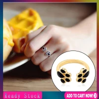 Pet Lovers Shiny Crystal Cute Cat Dog Puppy Bear Paw Print Animal Ring Jewelry for Men Women
