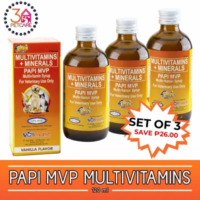 Papi MVP Multivitamins Syrup for Pets - Vanilla Flavor (120ml) - [SET of 3]