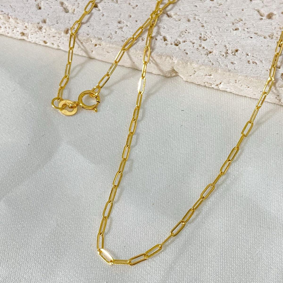 MARGEGOLD Mini PaperClip Chain Necklace 1.15-1.2g Est | 18K Saudi