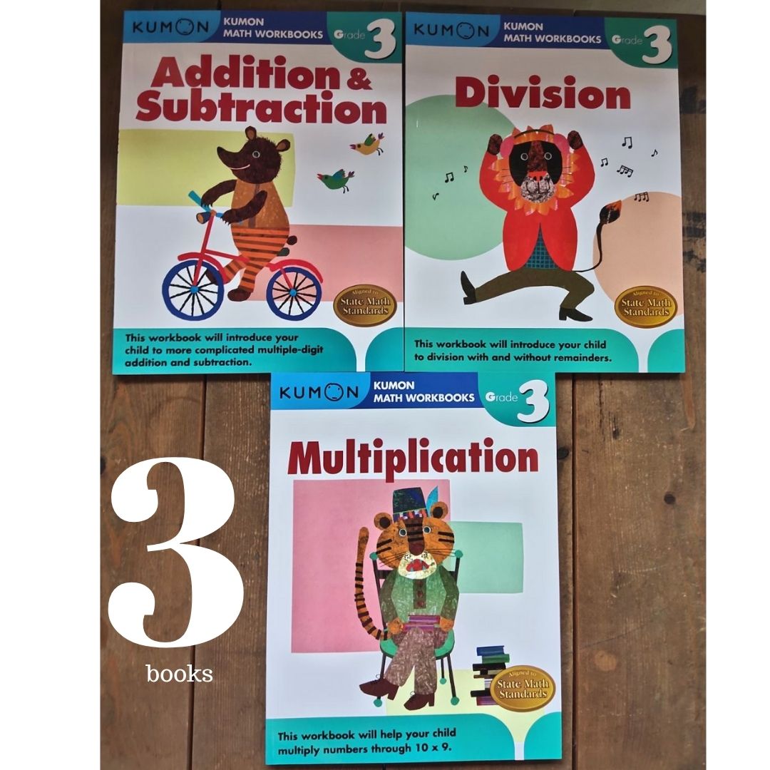 Kumon workbooks for Grade 3 (3 books) Division/ Additional and