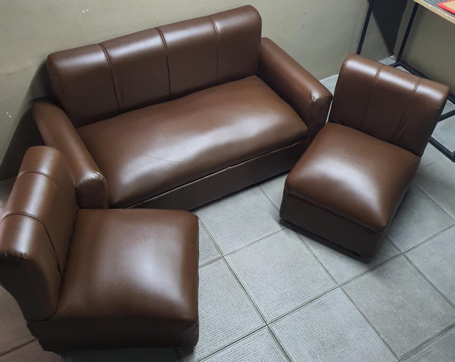 sofa set brown leather uratex foam cod !!! Lazada PH