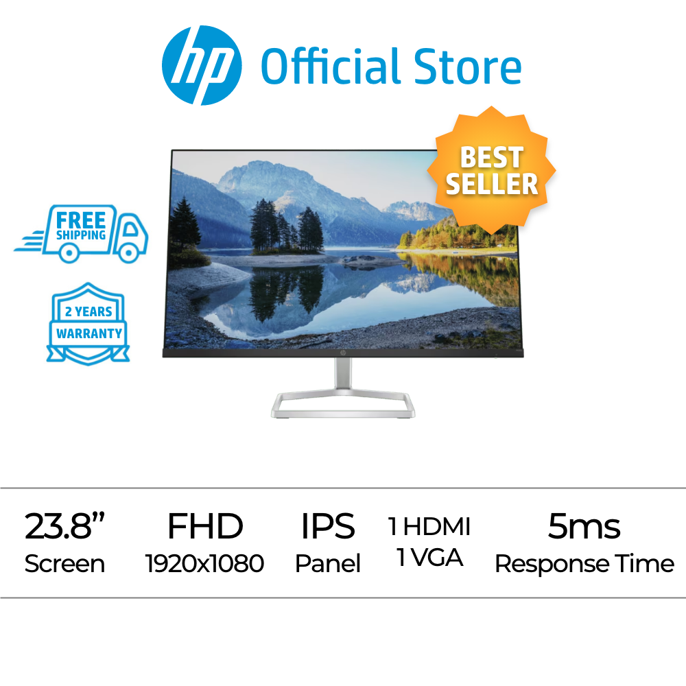 HP M24fe Monitor | 23.8 inch | Full HD (1920 x 1080) | HDMI, VGA | 3 Years  Warranty, 100% Free Delivery | Lazada PH