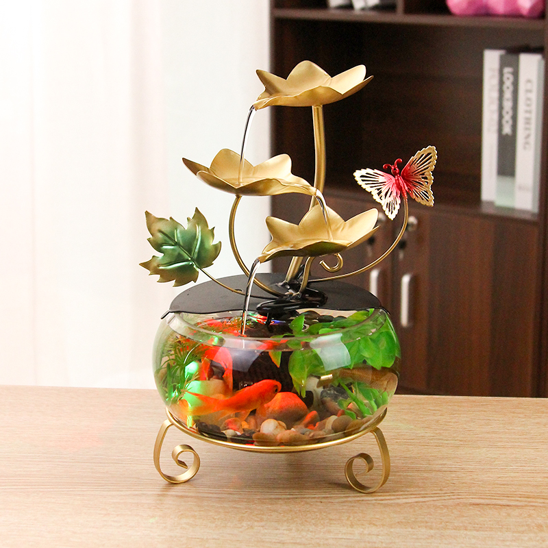 Aquatic Tranquility: Tabletop Flowing Decorations with Built-in Fish