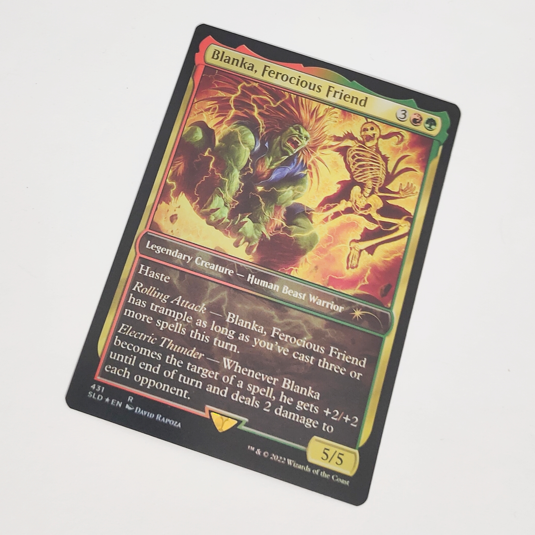 blanka mtg card MTG Card Foil BLANKA, FEROCIOUS FRIEND Secret Lair Street Fighter Magic the  Gathering Multicolor