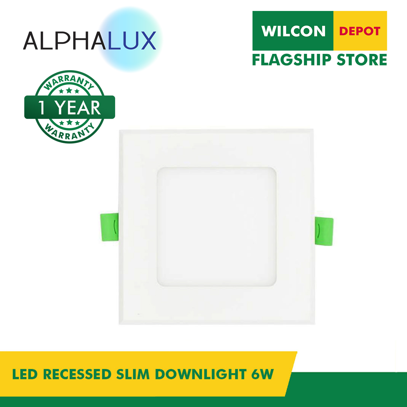 ALPHALUX 6W Daylight 6500K Led Light Slim Downlight Square RML39 by