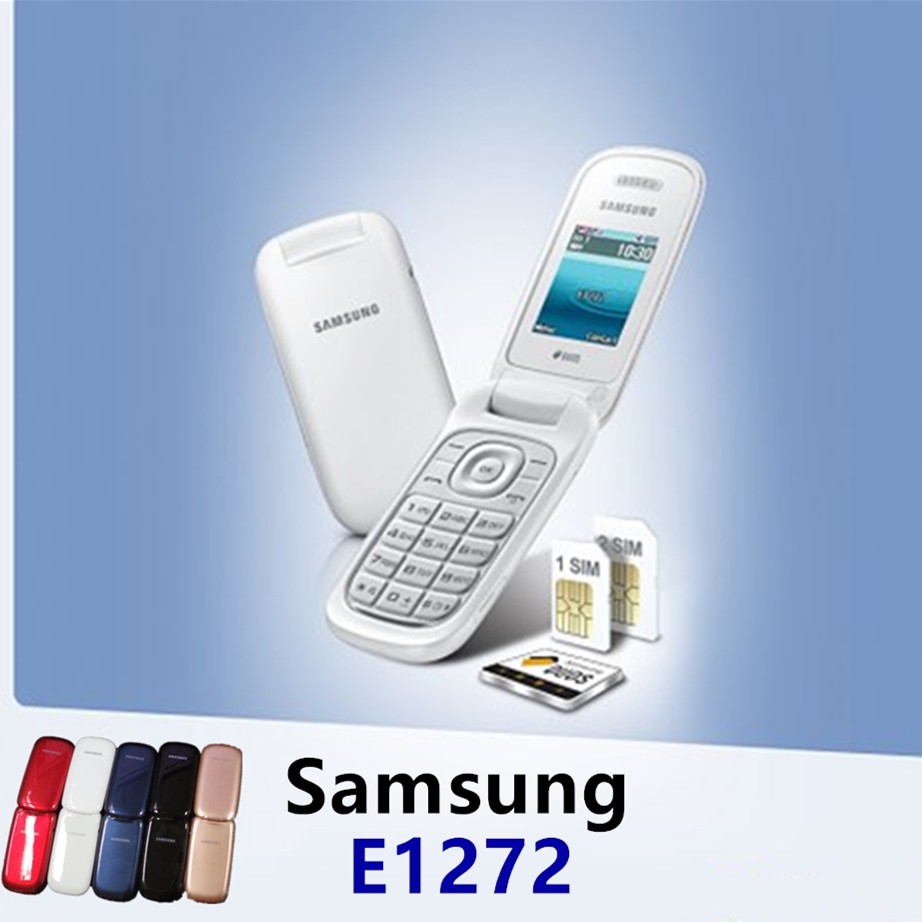 Original Samsung E1272 flip phones GSM quadband mobile phones 2G dual