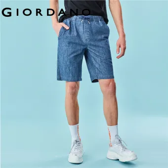 denim elastic shorts