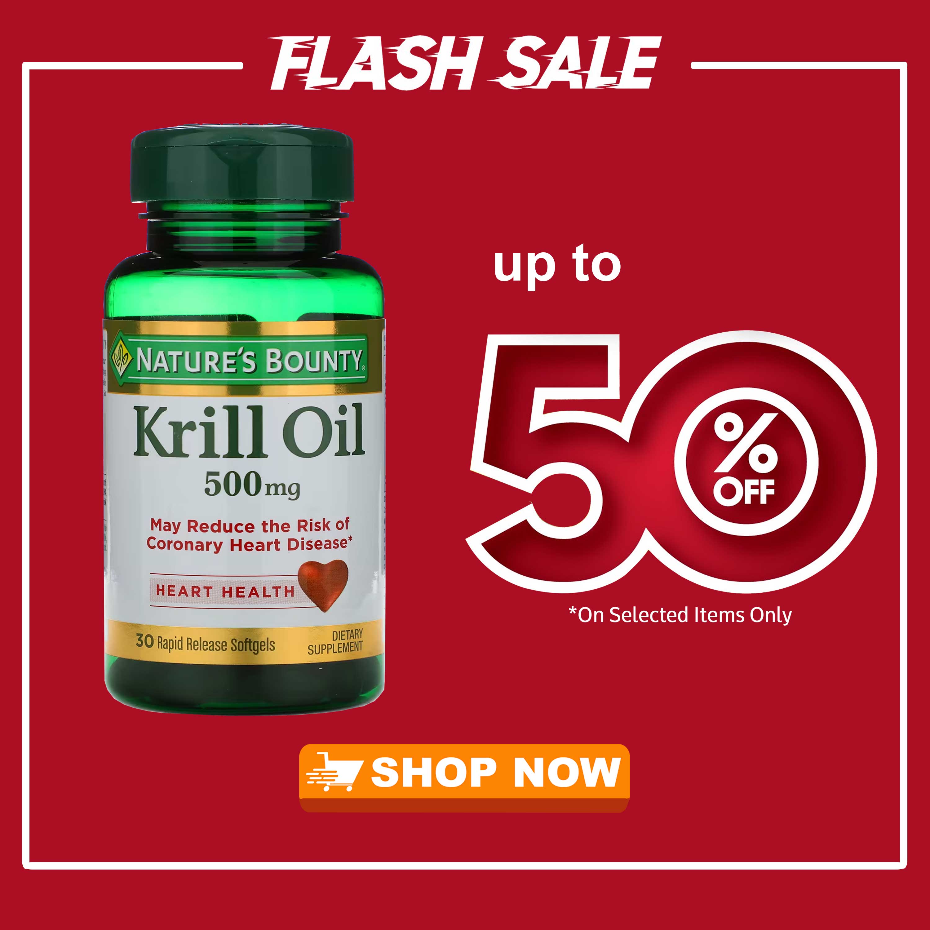 Nature's Bounty Krill Oil 500mg 30 Rapid Release Softgels (EXPIRY DATE