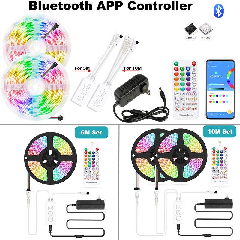 LED Strip Lights RGBIC Bluetooth APP DC12V WS2811 Color Changing