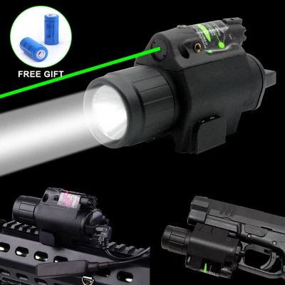 【Ship from Philippines/With Battery 】Tactical Red/Green Dot Laser Sight LED Flashlight Combo with 20mm Picatinny R-ail