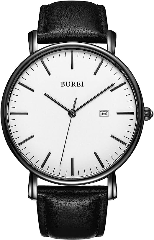 BUREI Ultra Slim Quartz Watches for Men Women Minimalist Simple
